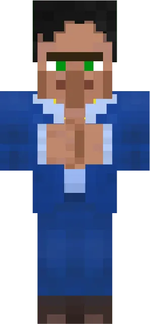 Wandering trader in a blue 1980s suit