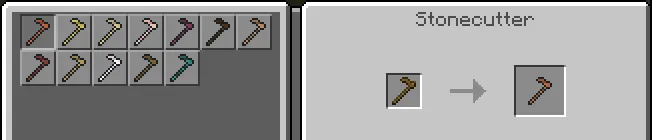 Twelve wooden axes with different plank colors