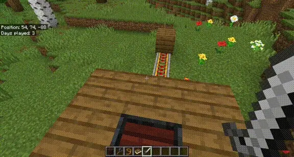 Player stands on moving custom train car
