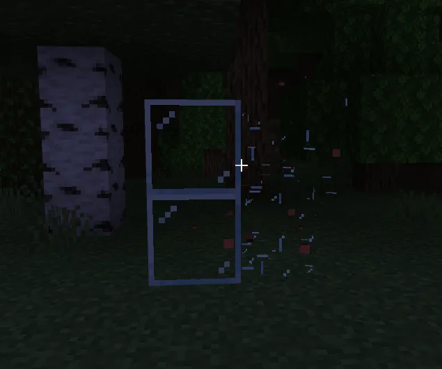 Glass block shattering in the forest at night