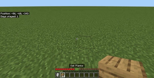 Player places and stands on temporary cloud block.