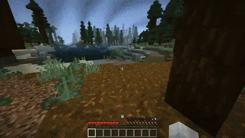 Player explores forest with thirst and temp bars