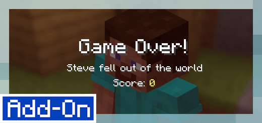 Game over screen with add-on label