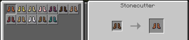 Twelve wooden boots sets in crafting menu