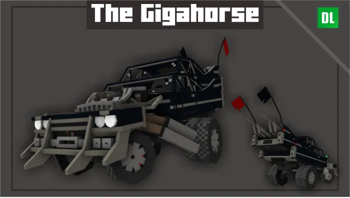 Blocky wasteland car with flags and spikes