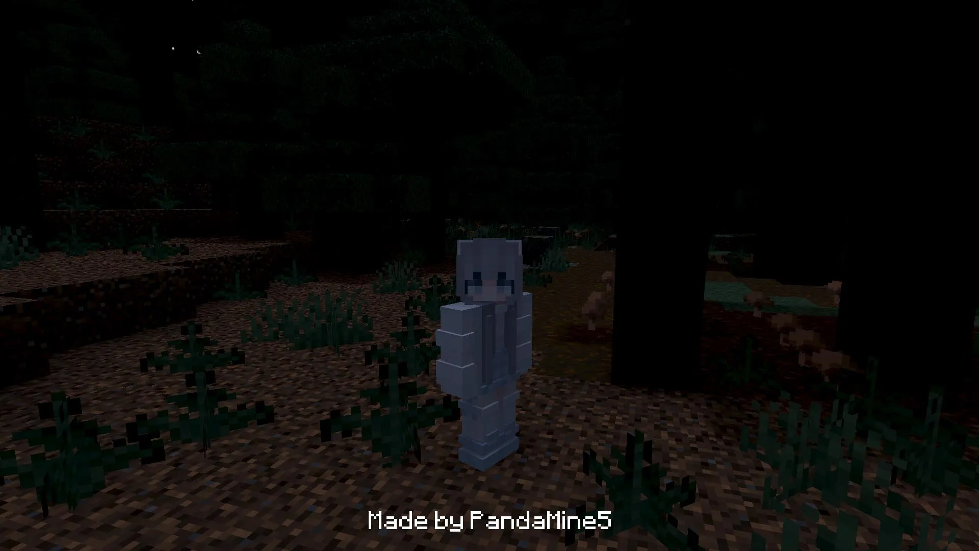 3D layered skin character in a dark forest