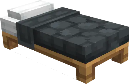 3D-styled bed with dark patterned blanket