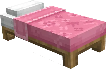 3D pink bed with pixelated texture