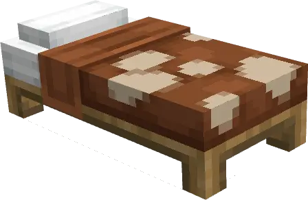 3D pixel bed with brown and tan patchwork