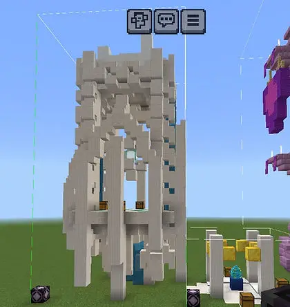 White fantasy tower with chests and blue accents