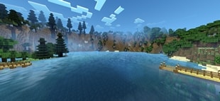 Vivid lake scene with enhanced lighting