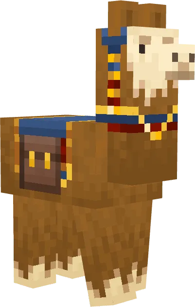 Llama with a briefcase-style saddle.