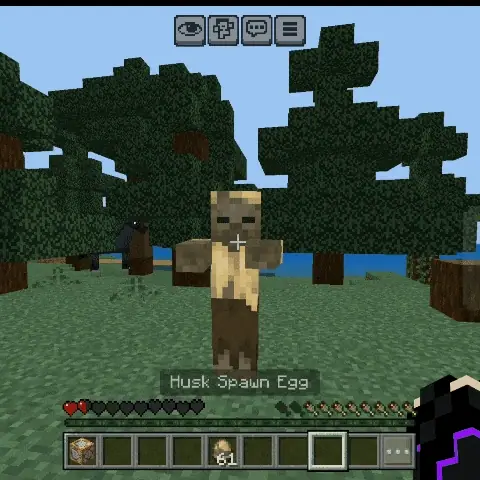 Zombie appears in forest with spawn egg.
