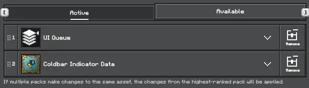 Two active data packs in mod menu