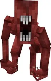 Blocky red horror creature with open mouth