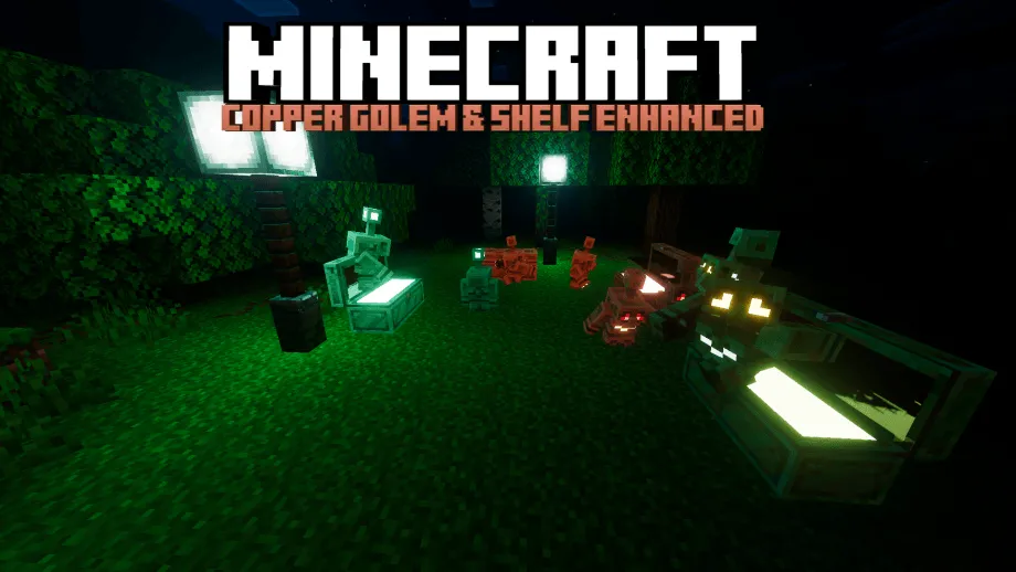 Thumbnail: Copper Golem & Shelf Enhanced (Vibrant Visuals mods)