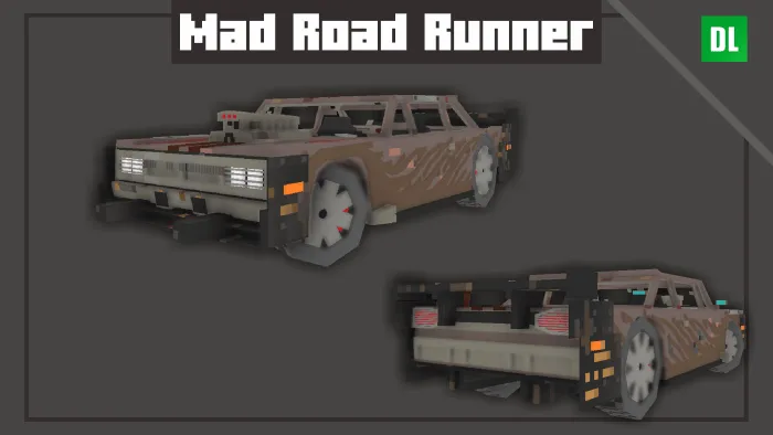 Rusty wasteland car mod, front and rear view