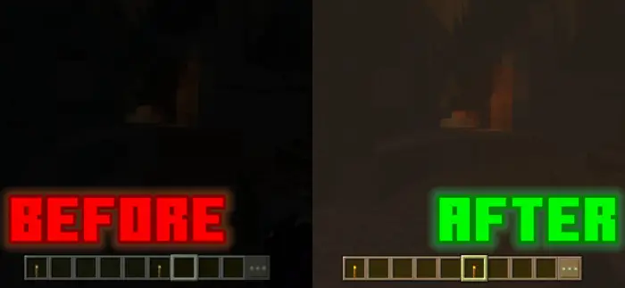 Before and after dynamic torch lighting