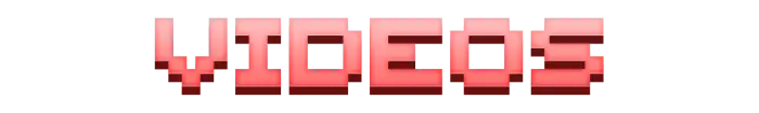 Pixelated red VIDEOS text graphic