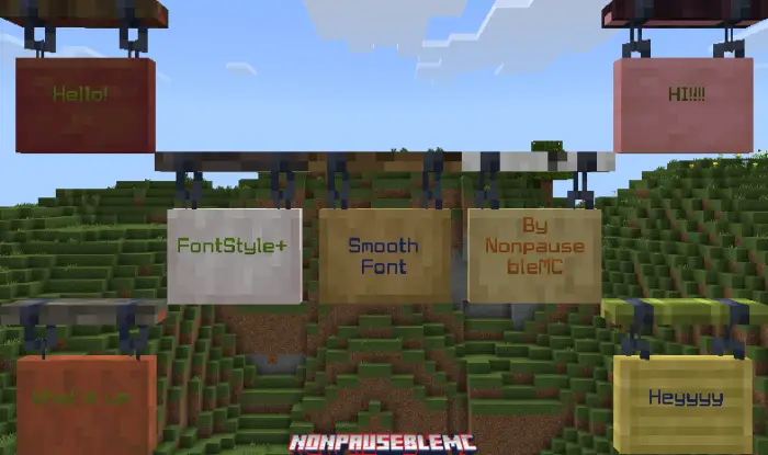 Signs displaying custom font styles.