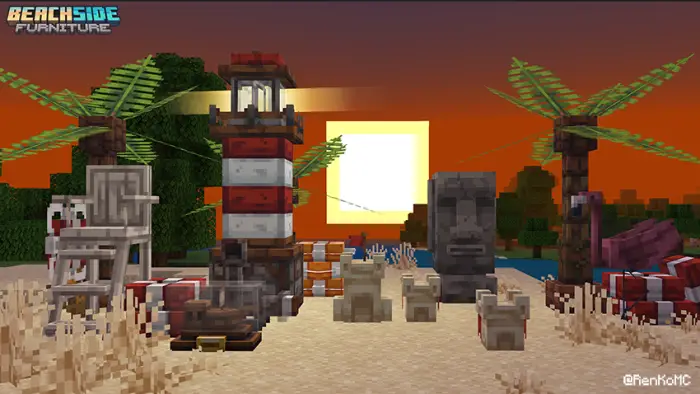 Beachside decor blocks at sunset