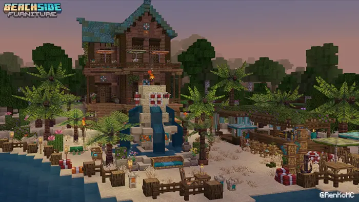 Tropical beach house with summer decor