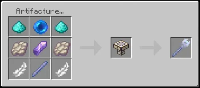 Crafting recipe for a magical staff