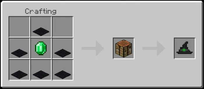 Emerald and slabs crafting witch hat