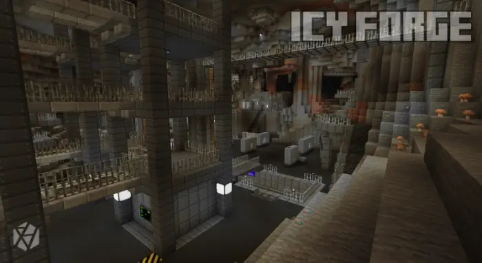 Industrial underground facility with walkways