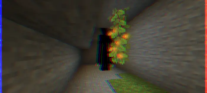 Glitchy shadowy figure in eerie tunnel
