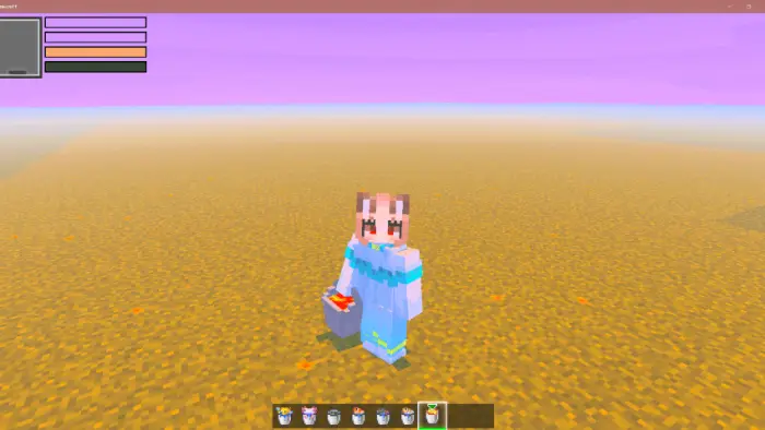 Character holding an animated 3D bucket