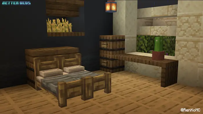 Modern wooden bed with updated textures