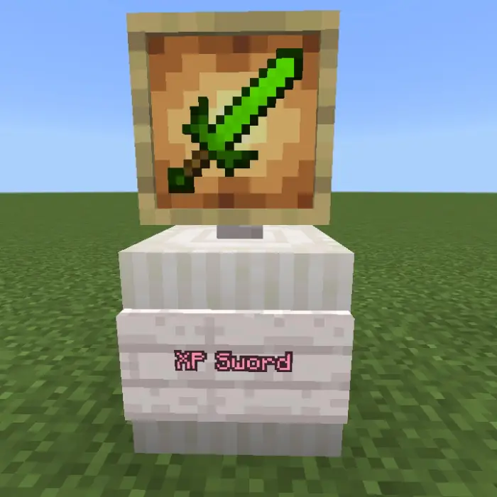 Pixelated green sword labeled XP Sword