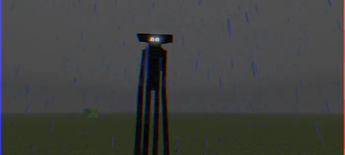 Tall, eerie creature in the rain