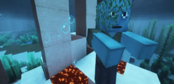 Underwater zombie with smooth, clean textures