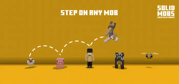 Player bouncing on solid animal mobs.
