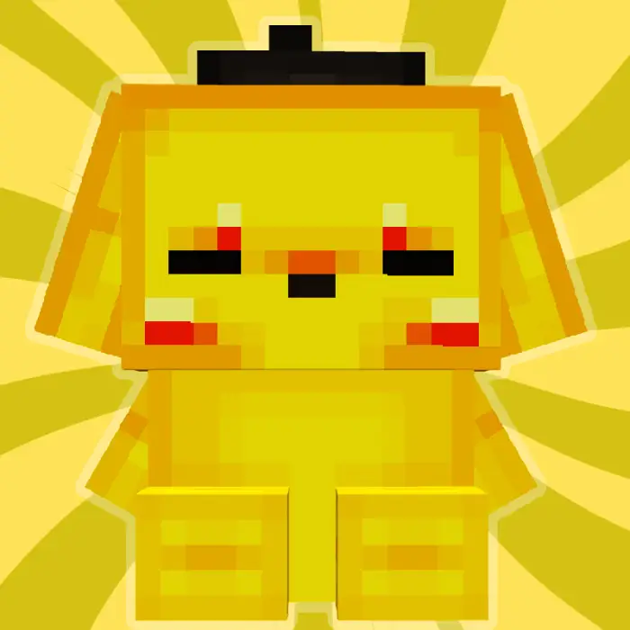 Pixelated yellow Sanrio character armor