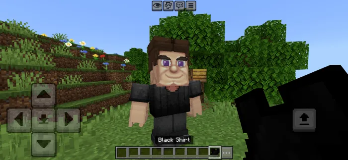 Grotesque Steve character with black shirt