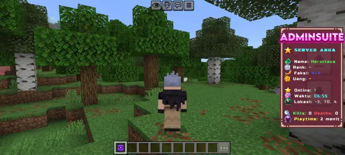 Player with admin panel in forest scene