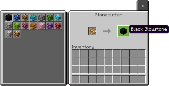 Sixteen colorful glowstone blocks in menu