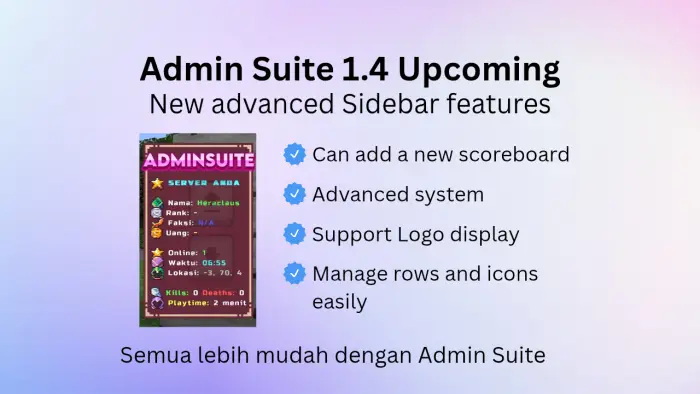 Admin Suite 1.4 sidebar features preview