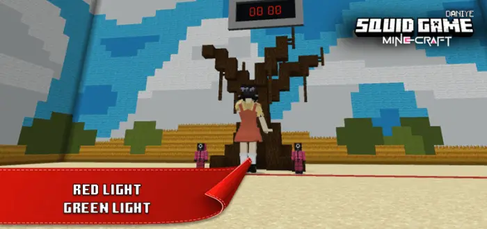 Blocky Red Light Green Light game scene