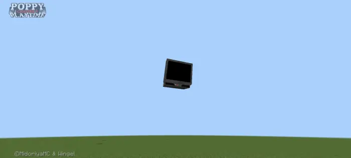 Old TV floats above grassy landscape.