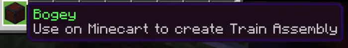 Bogey tooltip Create Train Assembly on minecart