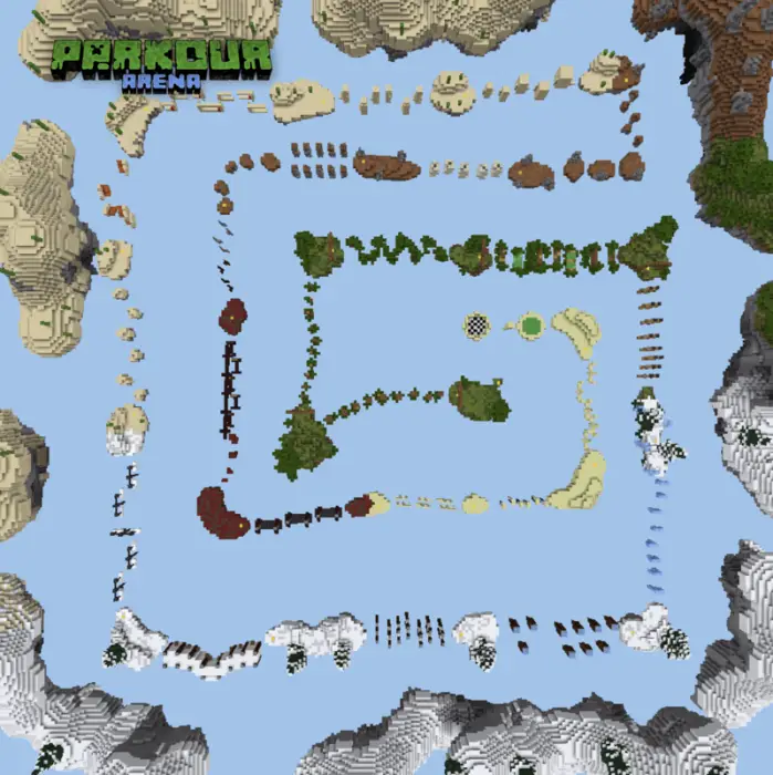 Aerial view of a parkour arena map.