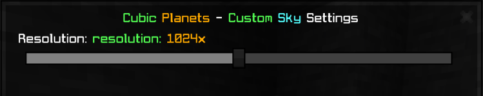 Settings menu for Cubic Planets sky pack