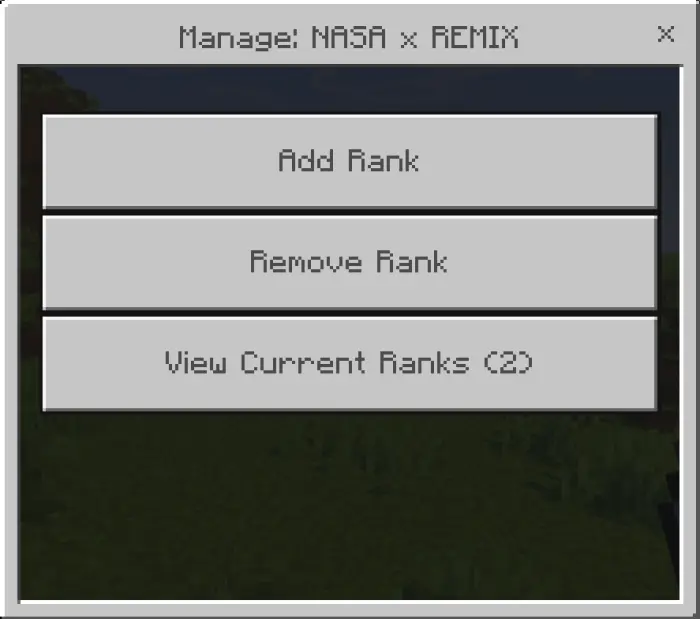 Three-button rank management menu UI.