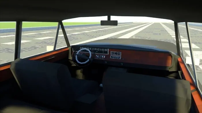 Blocky car interior with dashboard and seats