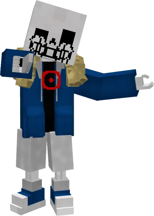 Blocky Sans character with blue jacket