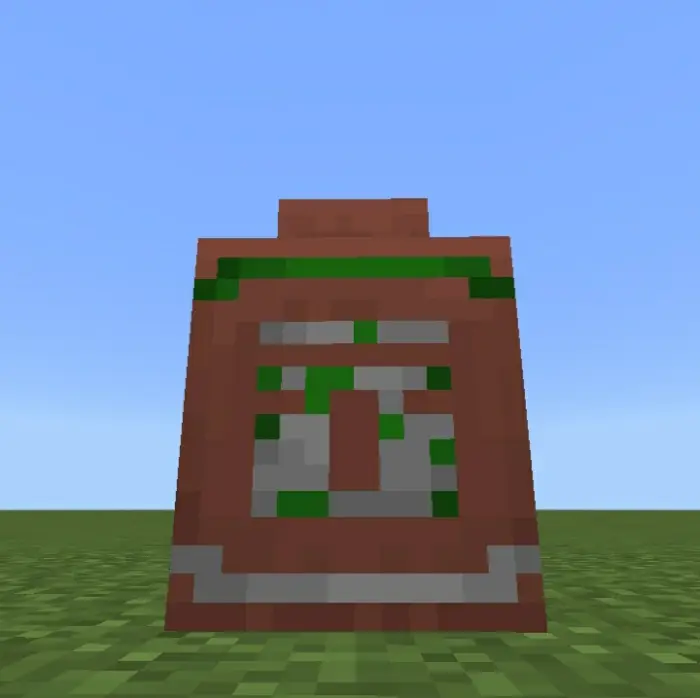 Pixelated decorative pot with green accents